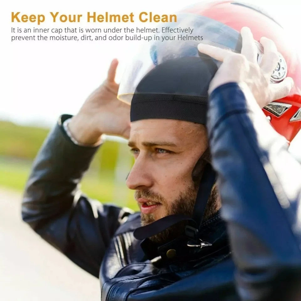 3 Pack Cooling Skull Cap Helmet Liner Sweat Wicking Cycling Running Hat for Men - Image 3 of 4