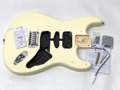 REAL Fender Squier Strat 2-PT TREMOLO BODY w/ HARDWARE Olympic White Guitar