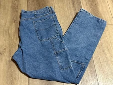 WRANGLER Authentics Carpenter  Workwear Jeans Men's Size 42x34 Blue Denim