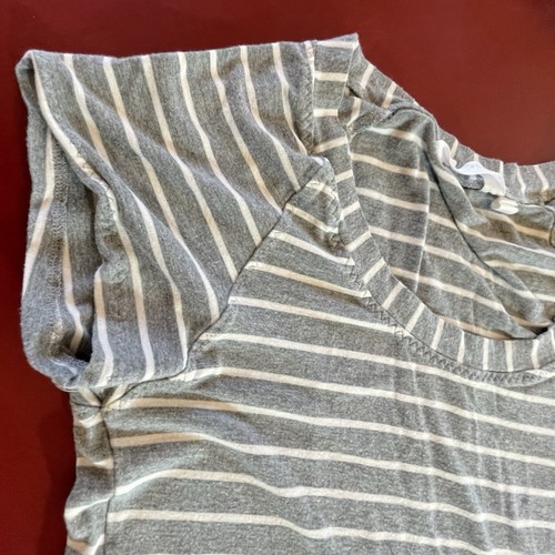 Athleta Maxi Dress Woman’s Size Medium Gray White Stripe Body Con - Picture 11 of 13