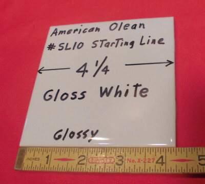 1 pc. Gloss White #SL10: 4-1/4'' Ceramic Tile by American Olean, ''Starting Line''