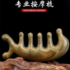 Green Sandalwood Massage Comb Meridian Comb Healthy Hair Treatment Wooden Comb -