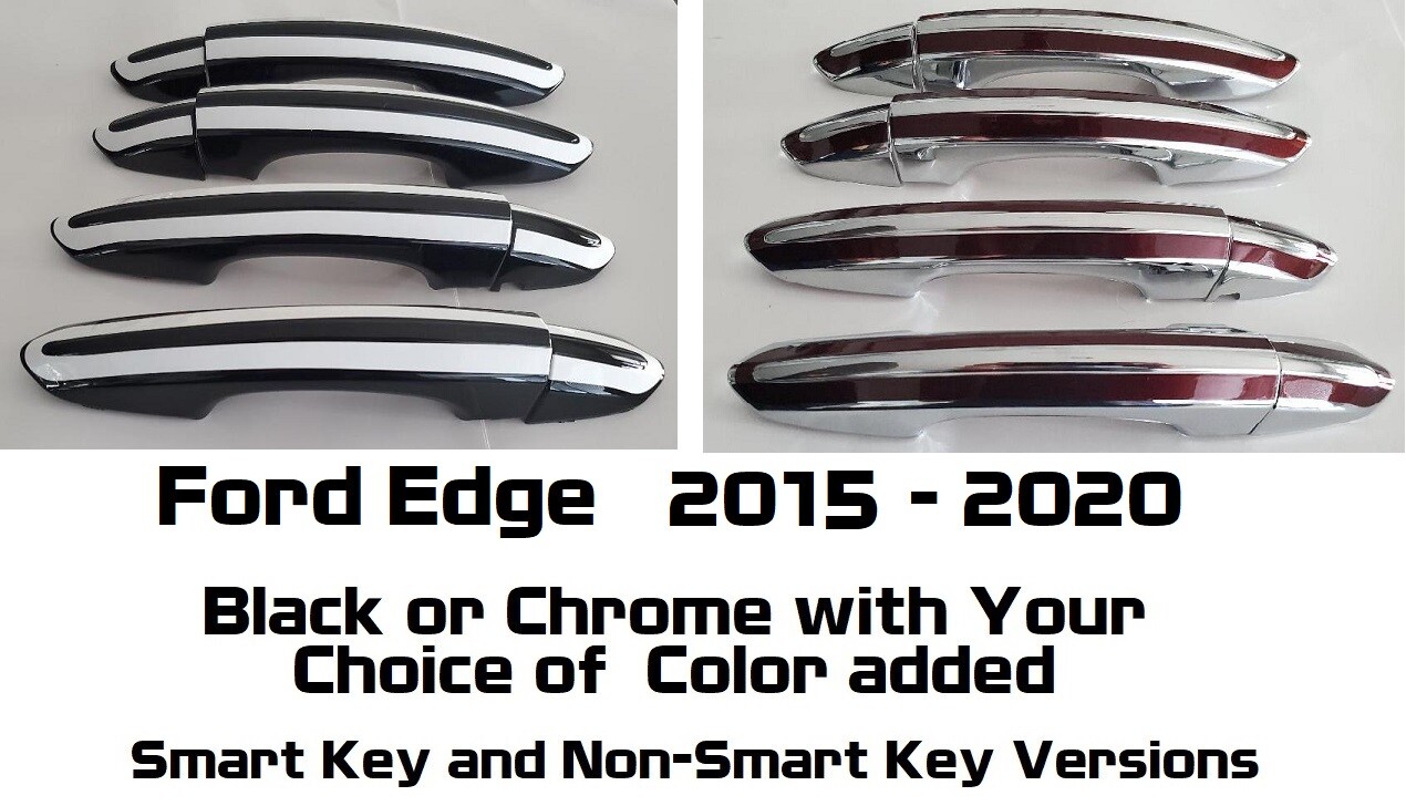 Custom Black OR Chrome Door Handle Overlays 2015 - 2021 Ford Edge YOU PICK CLR