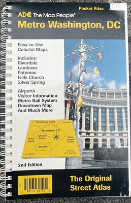 RARE VINTAGE 1994 ADC METRO WASHINGTON DC POCKET ATLAS MAP RAIL SYSTEM 18