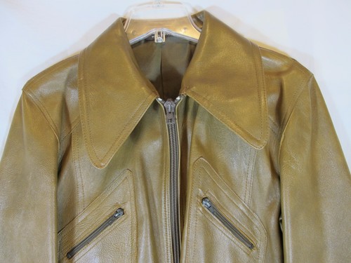 Vtg Brown Leather Jacket Coat Jofama AB Falk Sweden Zip Pockets Lined S to M - Picture 2 of 12