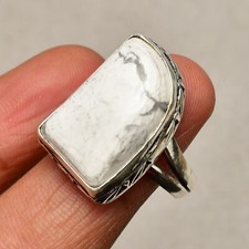 Howlite Gemstone 925 Sterling Silver Jewelry Ring Size 7
