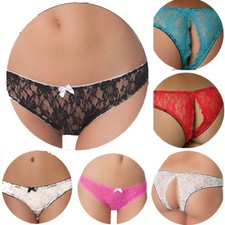 Women's Lace Panties Crotchless Underwear Thongs Lingerie G-string Floral Briefs