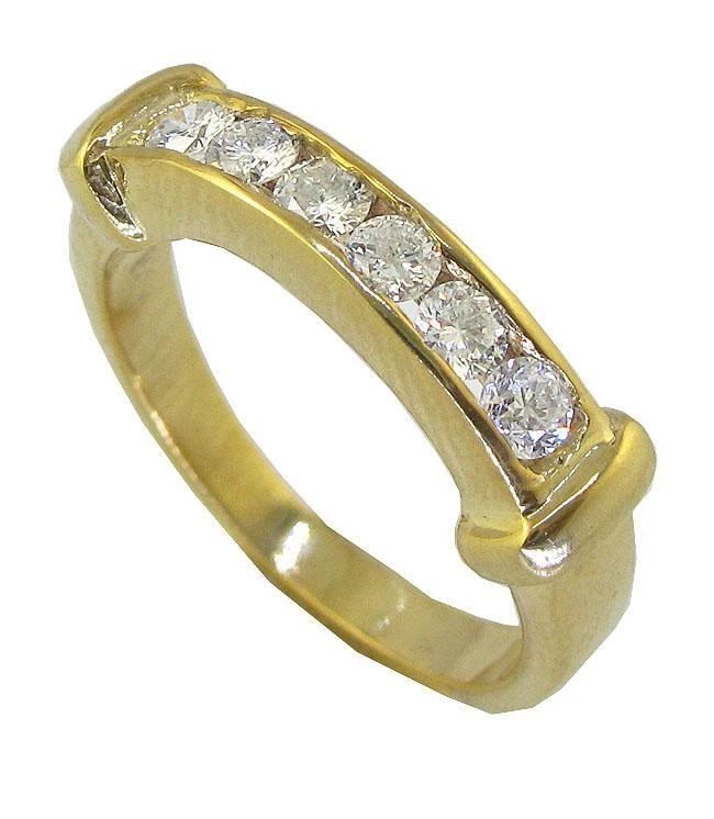 Anillo de boda de aniversario de diamantes cultivados en laboratorio VVS F 0,45 quilates de oro amarillo sólido de 14 quilates Foto 2 de 4