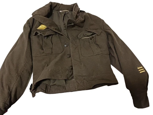 WWII Mens Vintage Wool Military Green Eisenhower 1944 Jacket Coat 38R