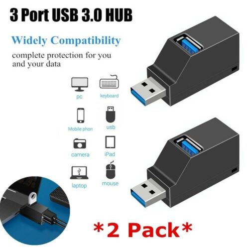 2 Pcs 3 Port USB 3.0 Hub Portable High Speed Splitter Box For PC Notebook Laptop - Afbeelding 1 van 6