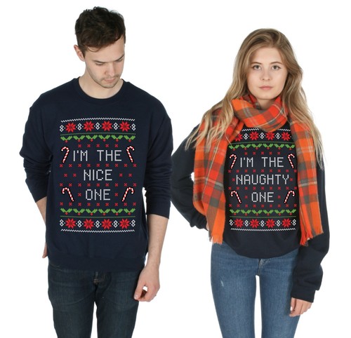 Naughty One Matching Christmas Sweater 
