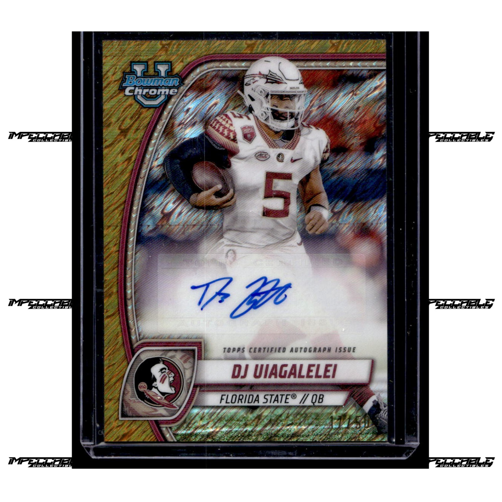 2024 Bowman U Chrome - Gold Shimmer #PA-DUI DJ Uiagalelei Rookie Auto /50