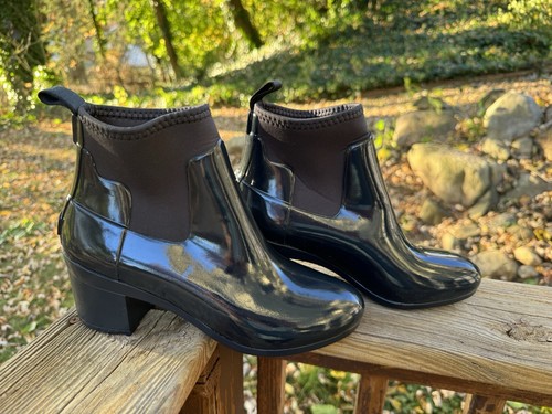 Hunter Original Refined Mid Heel Gloss Rain Boots WFP1012NRG Blue Womens Sz 7 - Picture 4 of 8