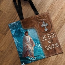 Personalized Faith Jesus Savior Christian Tote Bag, Faith Christian Tote Bag
