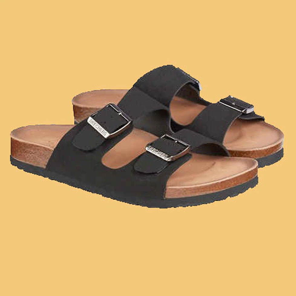 Skechers Ladies Two Strap Sandal Black and Brown Sizes 6, 9, 11.