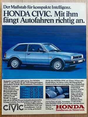 Honda Civic Oldtimer Original 1982 Vintage Advert Werbung Reklame