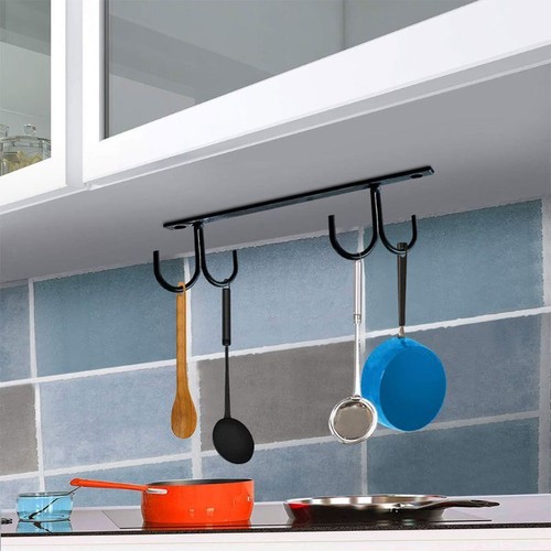 Kitchen Cup Holder Mug Rack Under Cabinet 4 Hooks Under Shelf Display Hanging - Picture 6 of 7