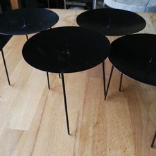 4 x 11.5cm Metall Adventskranzstecker 3er Dorn Schwarz Kerzenhalter Adventskranz