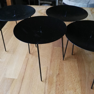 4 x 11.5cm Metall Adventskranzstecker 3er Dorn Schwarz Kerzenhalter Adventskranz