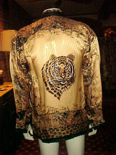 VINTAGE MEN'S METALLIC SILK SHIRT TIGER ANIMAL PRINT VINTAGE MEN'S METALLIC SILK SHIRT TIGER ANIMAL PRINT