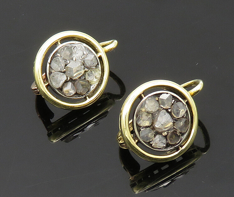 14K GOLD Vintage Shiny Genuine Old Cut Diamonds Dro… Gem