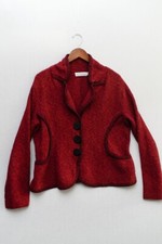 Willow Red Coat Button Down Cardigan Chunky Knit Jacket Pockets Size Large