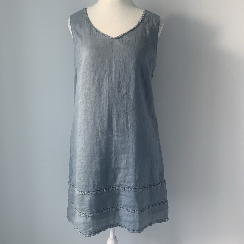 Humidity Women's Dress Size 8 - 100% linen grey shift