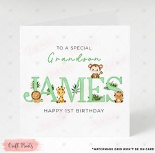 Personalised Birthday Card Animal Name 1st 2nd 3rd Boy Grandson Son Nephew 