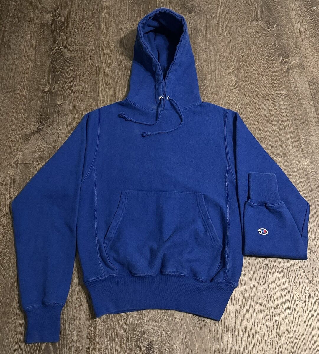 Vintage 90s Champion Reverse Weave Blank Hoodie—Blue XS X Vintage 90s Champion Reverse Weave Blank Hoodie—Blue XS X