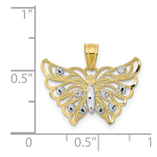 10k Yellow Gold with Rhodium-Plating Butterfly Pendant 10C1006 - 第 3/4 張圖片