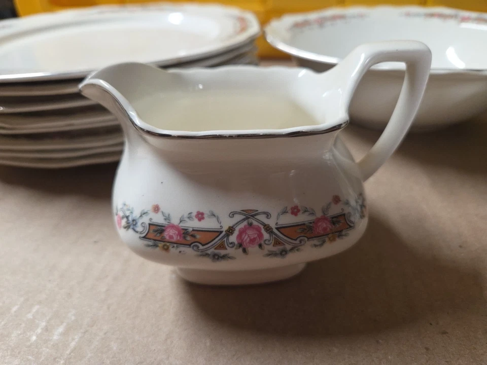 Lido W.S. George Juego de Platos, Cuenco, Crema, Azúcarero - Rosa Floral China Foto 4 de 4