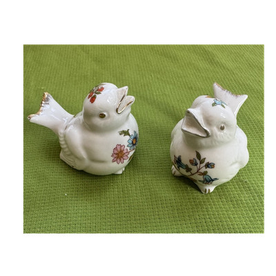 Ansley Cottage Garden Figural Bird Salt and Pepper Shaker Set Vintage w/stoppers