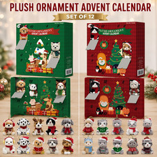 2026 Plush Ornament Advent Calendar, Set of 12 (Dog or Cat Plush)