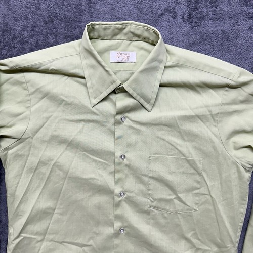 Vintage Arrow Shirt Mens 15.5x33 Green Belmont Club Button Up Sanforized 60s 70s - Picture 3 of 10