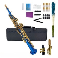 Bb Straight Soprano Saxophone with Hard Case and Accessories Blue