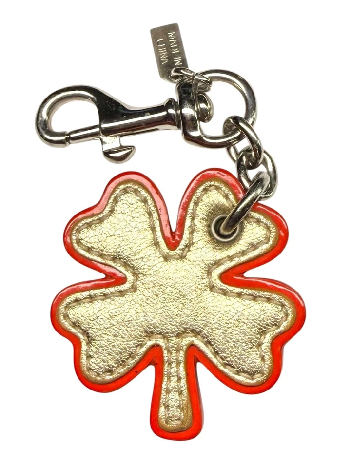 Coach LE Vintage Couro Patente Trevo de Quatro Folhas Bolsa da Sorte Charme Chaveiro Fob RARO - Imagem 3 de 4