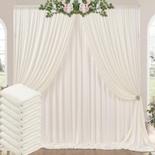 40ft x 10ft Wrinkle Free Ivory Backdrop Curtains for Parties, 8 Panels 5x10ft...
