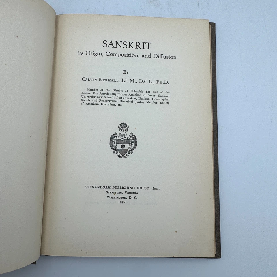 Sanskrit Language Its Origin Composition and Diffusion by Calvin Kephart 1949 HC - Image 4 of 4