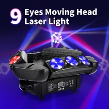 PAIDUN CREE LED 9Eyes Moving Head Beam Light RGB Laser Disco DJ Night Club Party