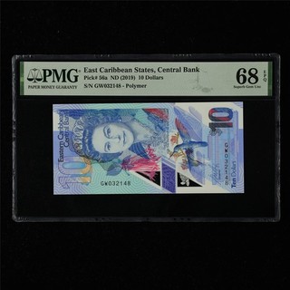 2019 East Caribbean States Central Bank 10 Dollars Pick#56a PMG 68 EPQ UNC