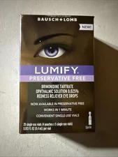 Lumify PRESERVATIVE FREE Redness Relief Eye Drops 20 Single Use Vials EXP 4/2026