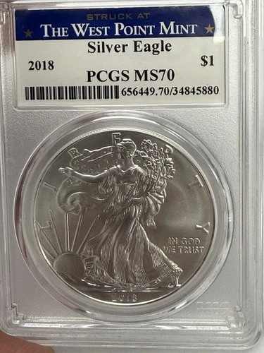 2018 W $1 American Silver Eagle MS70 PCGS - Bullion West Point Mint