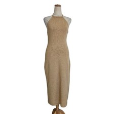 Cult Gaia Tan Crochet With Chain Detail Midi Dress