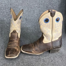 Ariat Crossfire Boots YOUTH KIDS 3 Boot Brown Square Toe Western Cowboy Boys