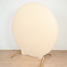 BEIGE 7.5 ft Fitted Spandex Round BACKDROP STAND COVER Party Wedding Decorations