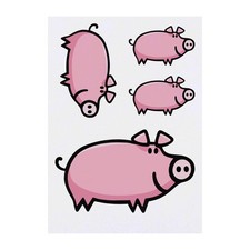 4 x 'Pig' Temporary Tattoos / Transfers TO00037895 