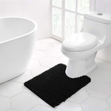 Walensee Bathroom Contour Rug Non Slip Toilet U Shaped Bath Mat 20x24, Black...