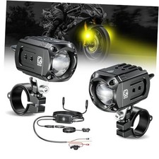 Motorcycle Auxiliary LED Light Kit Driving Spotlights White/Amber Fog Black