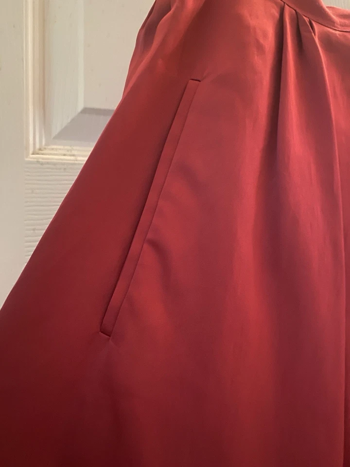 NINA RICCI Full Skirt Dark Pink 36(Approx XS) Slit Pockets Silk Blend - Image 2 of 4