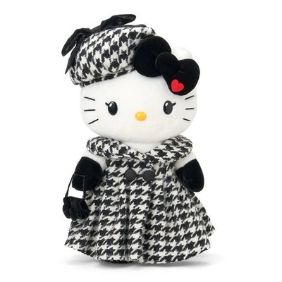 Sanrio Hello Kitty Black & White Houndstooth Plush Stuffed Animal
